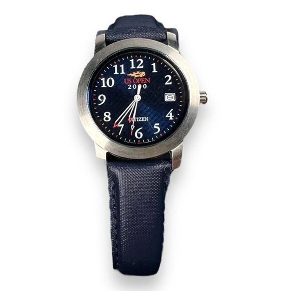Citizen Limited Edition US Open 2000 Navy Genuine Leather Band Watch - Picture 1 of 13